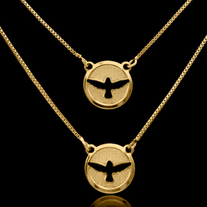 Escapulário Espirito Santo Banhado a Ouro 18k