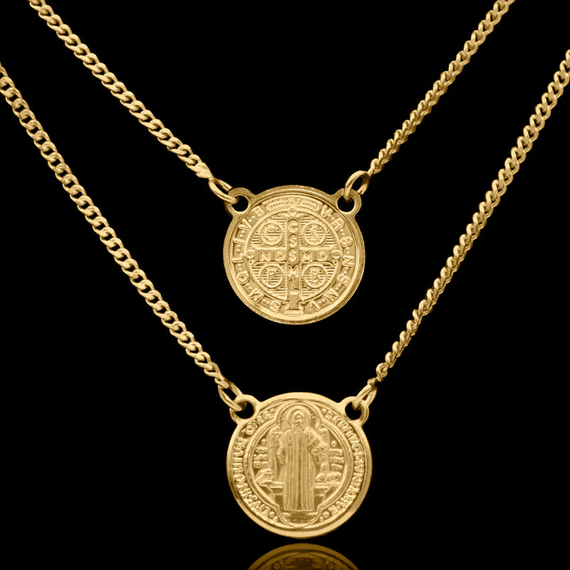 Escapulário São Bento Banhado a Ouro 18k