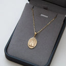 Cadena de ladrillo de 1mm con colgante de Nuestra Señora de Aparecida bañada en oro de 18k
