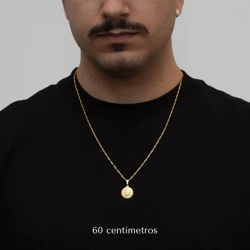 Corrente Cartier long 2mm com pingente Medusa Banhado a Ouro 18k