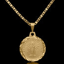 Cadena Piastrina de 2 mm con Colgante de Nuestra Señora de Lourdes Chapado en Oro de 18k