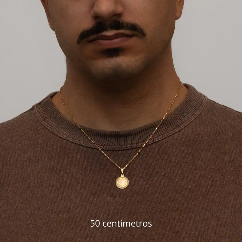 Corrente tijolinho 1mm com pingente São Bento II  Banhado a Ouro 18k
