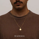 Cadena de ladrillo de 1 mm con colgante de San Benito II, bañada en oro de 18 k