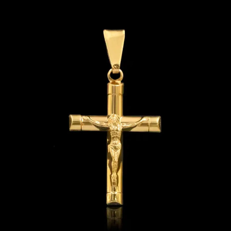 Colgante de cruz con Jesús bañado en oro de 18 quilates