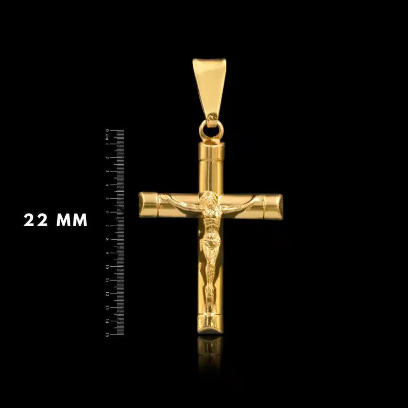 Colgante de cruz con Jesús bañado en oro de 18 quilates