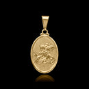 Colgante ovalado de San Jorge bañado en oro de 18 quilates