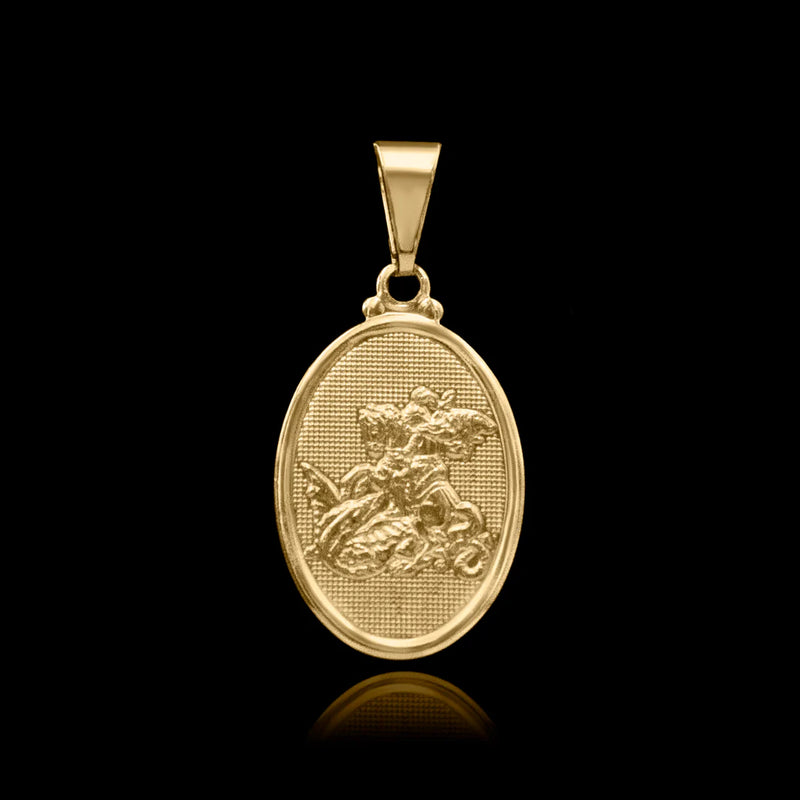Colgante ovalado de San Jorge bañado en oro de 18 quilates