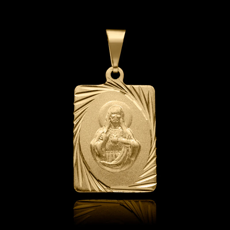 Colgante de placa de Jesucristo bañado en oro de 18 quilates