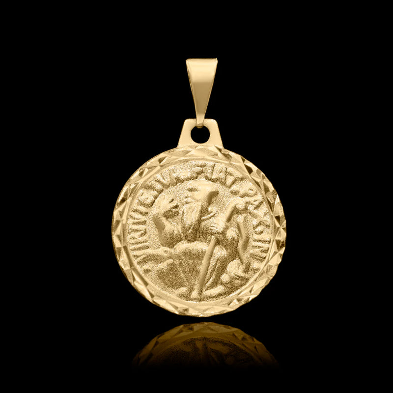 Colgante de San Benito de 20 mm bañado en oro de 18 quilates