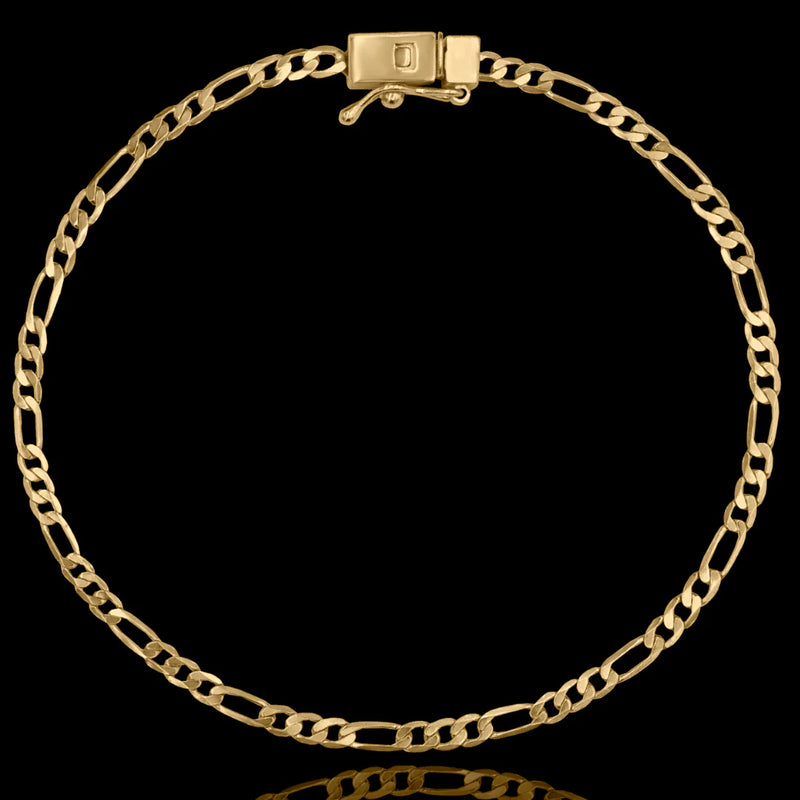 Pulseira Fígaro 3x1 3mm Banhado a Ouro 18k