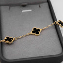 CADENA DE 5 TRÉBOLES BAÑADA EN ORO NEGRO 18K